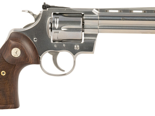 Colt Mfg PYTHONSP5WTS Python  357 Mag/38 Special 6 Shot 5" Stainless Recessed Target/Vent Rib Barrel, Stainless Cylinder & Frame, Walnut w/Colt Medallion Grip