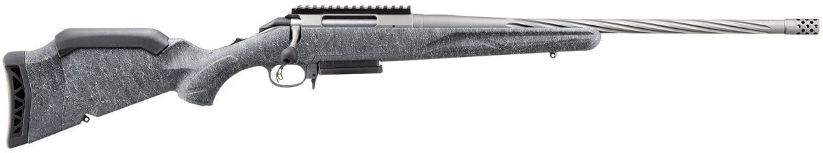 Ruger 46903 American II Full Size 7mm-08 Rem 3+1 20" Gun Metal Gray Cerakote Spiral Fluted Threaded Barrel & Alloy Steel Receiver w/Picatinny Rail, Gray Splatter Adj LOP Synthetic Stock 1 161081