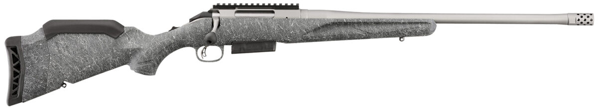 Ruger 46905 American II Full Size 450 Bushmaster 3+1 20" Gun Metal Gray Cerakote Threaded Barrel & Alloy Steel Receiver w/Picatinny Rail, Gray Splatter Adj LOP Synthetic Stock 1 161082