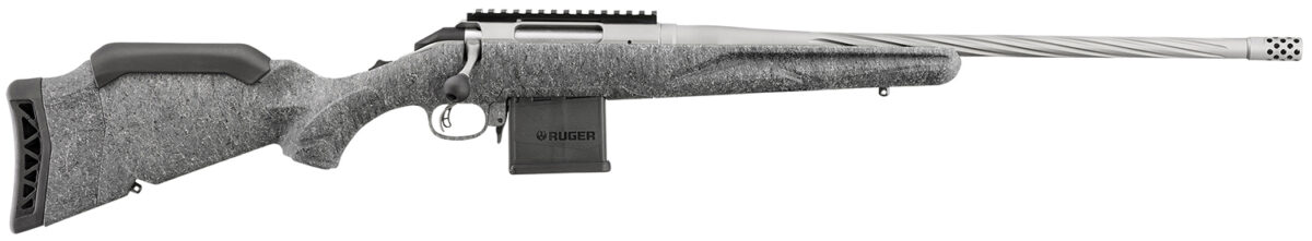 Ruger 46909 American II Full Size 223 Rem 10+1 20" Gun Metal Gray Cerakote Spiral Fluted Threaded Barrel & Alloy Steel Receiver w/Picatinny Rail, Gray Splatter Adj LOP Synthetic Stock 1 161084