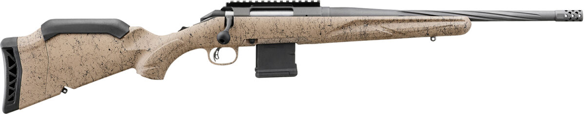 Ruger 46919 American II Ranch 5.56 NATO 10+1 16.10" Cobalt Cerakote Spiral Fluted Threaded Barrel & Alloy Steel Receiver w/Picatinny Rail, Flat Dark Earth Splatter Adj LOP Synthetic Stock 1 161085