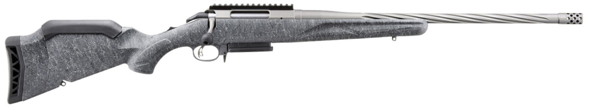 Ruger 46904 American II Full Size 243 Win 3+1 20" Gun Metal Gray Cerakote Spiral Fluted Threaded Barrel & Alloy Steel Receiver w/Picatinny Rail, Gray Splatter Adj LOP Synthetic Stock 1 161116