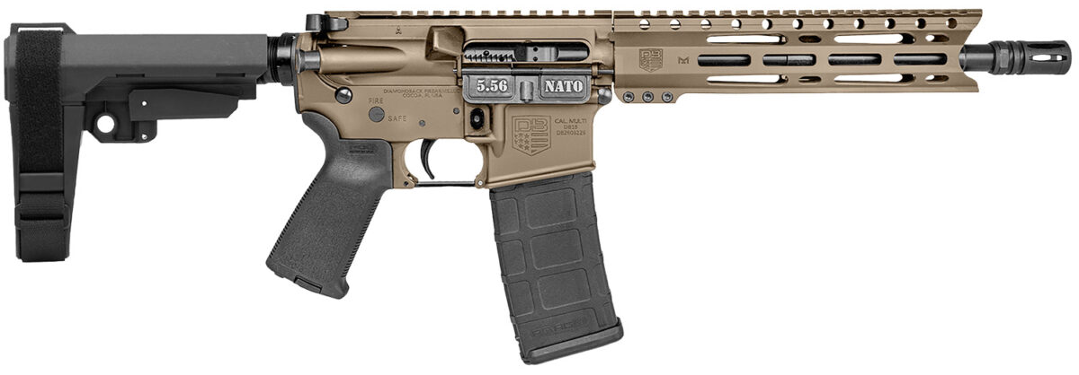 Diamondback DB1916K061 DB15 5.56 NATO 30+1 10" Flat Dark Earth Cerakote Heavy Barrel 9" M-LOK Handguard 7075-T6 Aluminum SBA3 Brace Magpul MOE Grip 1 169610