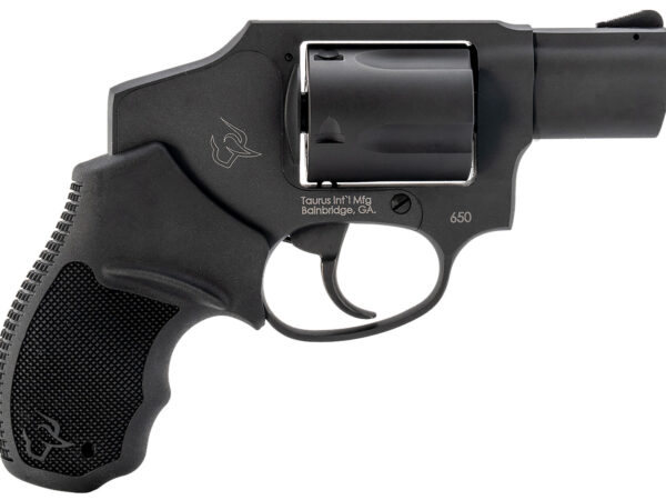 Taurus 2-650121 650  Small 357 Mag/38 Special +P 5 Shot 2" Matte Black Alloy Steel Barrel, Cylinder & Frame, Black Rubber Grip, Transfer Bar Safety, Concealed Hammer