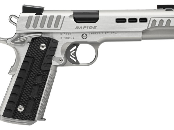 Kimber Mfg.,inc 3000429 Rapide Frost 10mm Auto 8+1 5" Black DLC Stainless Steel Barrel, Kimpro II Silver Lightening Cut/Serrated Stainless Steel Slide & Frame w/Beavertail, Black G10 Grip