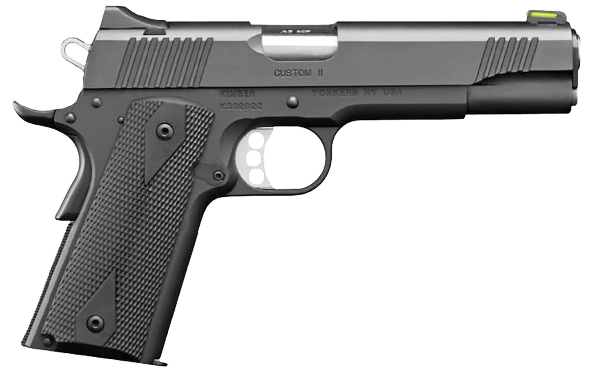 Kimber Mfg, Inc 3700549 Custom II Full Size Frame 45 ACP 8+1 5" Stainless Match Grade Barrel, Matte Black Serrated Stainless Steel Slide, Matte Black Steel Frame w/Beavertail, Black Hogue Rubber Grip 1 170539