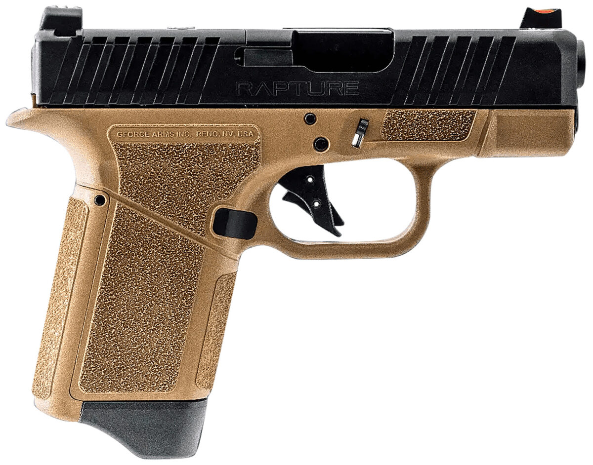 Gforce Arms GF932512FB Rapture Sub-Compact Frame 9mm Luger 12+1 3.25" Black Steel Barrel, Black Steel Optic Cut/Serrated Slide, Flat Dark Earth Cerakote Polymer Frame, Shield RMSc/RMR Footprint 1 180938