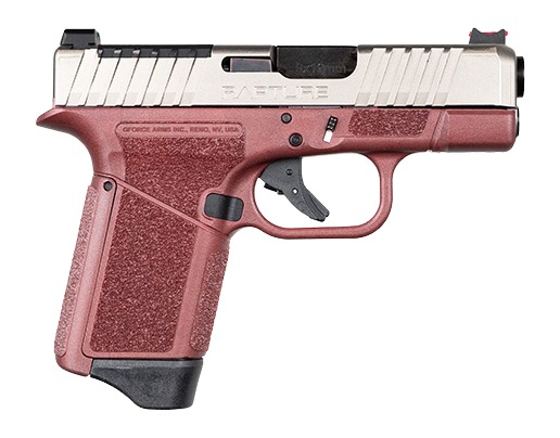 Gforce Arms GF932512CN Rapture Sub-Compact Frame 9mm Luger 12+1 3.25" Black Steel Barrel, Nickel Steel Optic Cut/Serrated Slide, Red Cerakote Polymer Frame, Shield RMSc/RMR Footprint 1 180940
