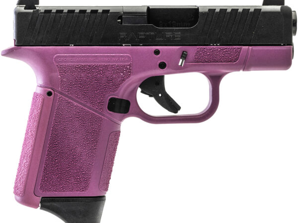 Gforce Arms GF932512PIB Rapture  Sub-Compact Frame 9mm Luger 12+1 3.25" Black Steel Barrel, Black Steel Optic Cut/Serrated Slide, Pink Cerakote Polymer Frame, Shield RMSc/RMR Footprint