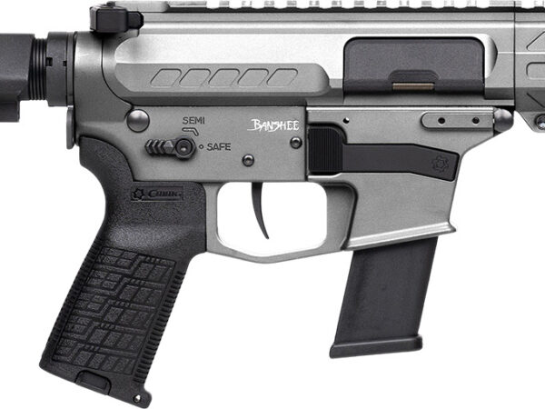 CMMG 45A150FTNG Banshee FE MkG 45 ACP 13+1 5" Black Nitride Threaded Barrel, M-LOK Handguard, Titanium Cerakote Aluminum Receiver w/Picatinny Rail, Black Polymer CMMG RipBrace, CMMG Zeroed Grip