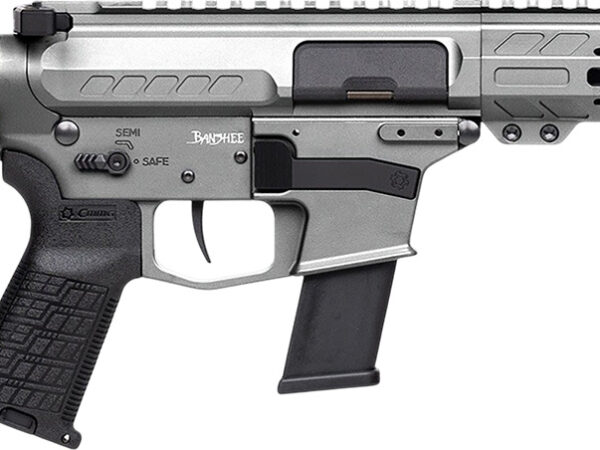 CMMG 45A890FTNG Banshee FE MkG 45 ACP 13+1 8" Black Nitride Threaded Barrel, M-LOK Handguard, Titanium Cerakote Aluminum Receiver w/Picatinny Rail, Black Polymer CMMG RipBrace, CMMG Zeroed Grip
