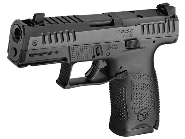 CZ-USA 01578 P-10 C  Compact Frame 9mm Luger 10+1 4.02" Black Nitride Barrel, Black Nitride Steel Optic Ready/Serrated Slide, Black Polymer Frame w/Accessory Rail, Interchangeable Backstrap Grip