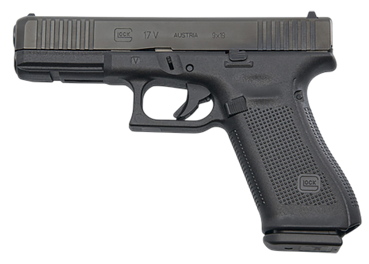 Glock PV1750201 G17 V Standard Frame 9mm Luger 10+1 4.49" Black GMB Barrel, Black nDLC Steel Serrated Slide, Black Polymer Frame w/Accessory Rail, Textured Polymer Grip, Ambidextrous 1 186880