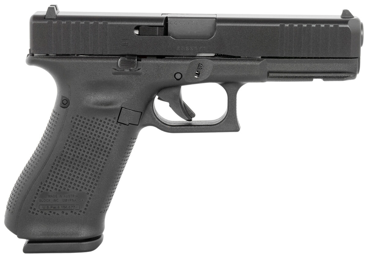 Glock PV1750203 G17 V Standard Frame 9mm Luger 17+1 4.49" Black GMB Barrel, Black nDLC Steel Serrated Slide Black Polymer Frame w/Accessory Rail, Textured Polymer Grip, Ambidextrous 1 186881