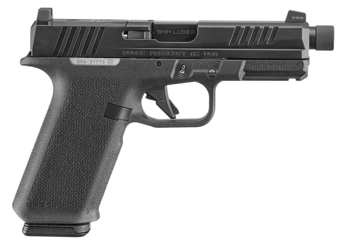 Ruger 19445 RXM 9mm Luger 17+1 4.50" Black FNC Nitride Alloy Steel Threaded Barrel & Optic Ready/Serrated Slide, Black Polymer Frame w/Accessory Rail, Textured Grip, RMR/RMSc/DeltaPoint Pro Footprint 1 190352