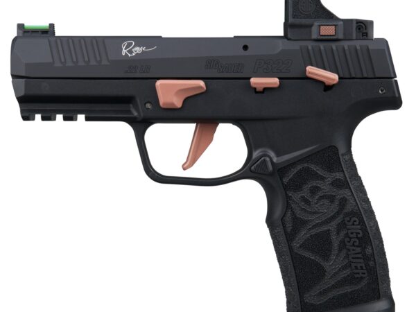 Sig Sauer 322CROSERS P322 Rose w/Optic 22 LR 20+1 4" Black Barrel, Black Anodized Serrated w/Optic Slide, Black Stainless Steel Frame w/Picatinny Rail, Rose Laser Engraved Black Polymer Grip, Sig ROME