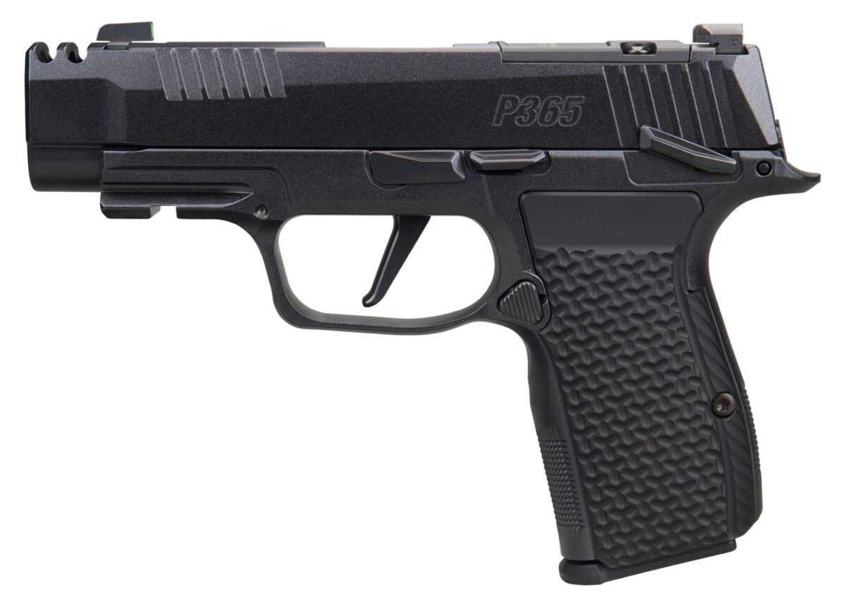 Sig Sauer 365AXG380COMPLUXEMSCA P365 AXG LUXE Micro-Compact 380 ACP 10+1 3.10" Black Pearlescent Cerakote Stainless Steel Integrated Compensator/Optic Ready/Serrated Slide & Frame w/Picatinny Rail, Bl 1 200309