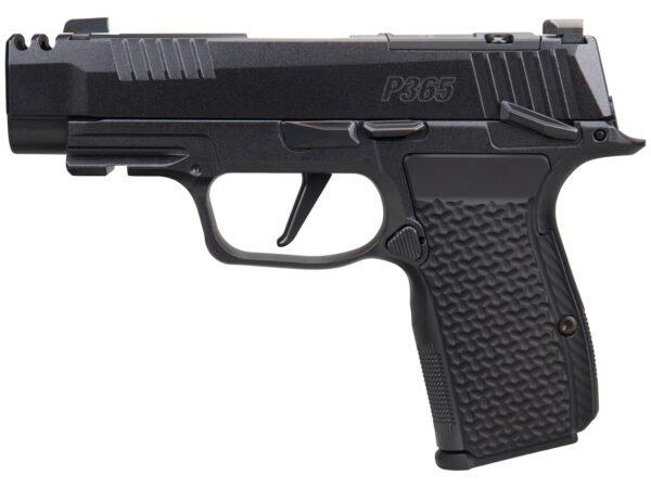 Sig Sauer 365AXG380COMPLUXEMSCA P365 AXG LUXE Micro-Compact 380 ACP 10+1 3.10" Black Pearlescent Cerakote Stainless Steel Integrated Compensator/Optic Ready/Serrated Slide & Frame w/Picatinny Rail, Bl