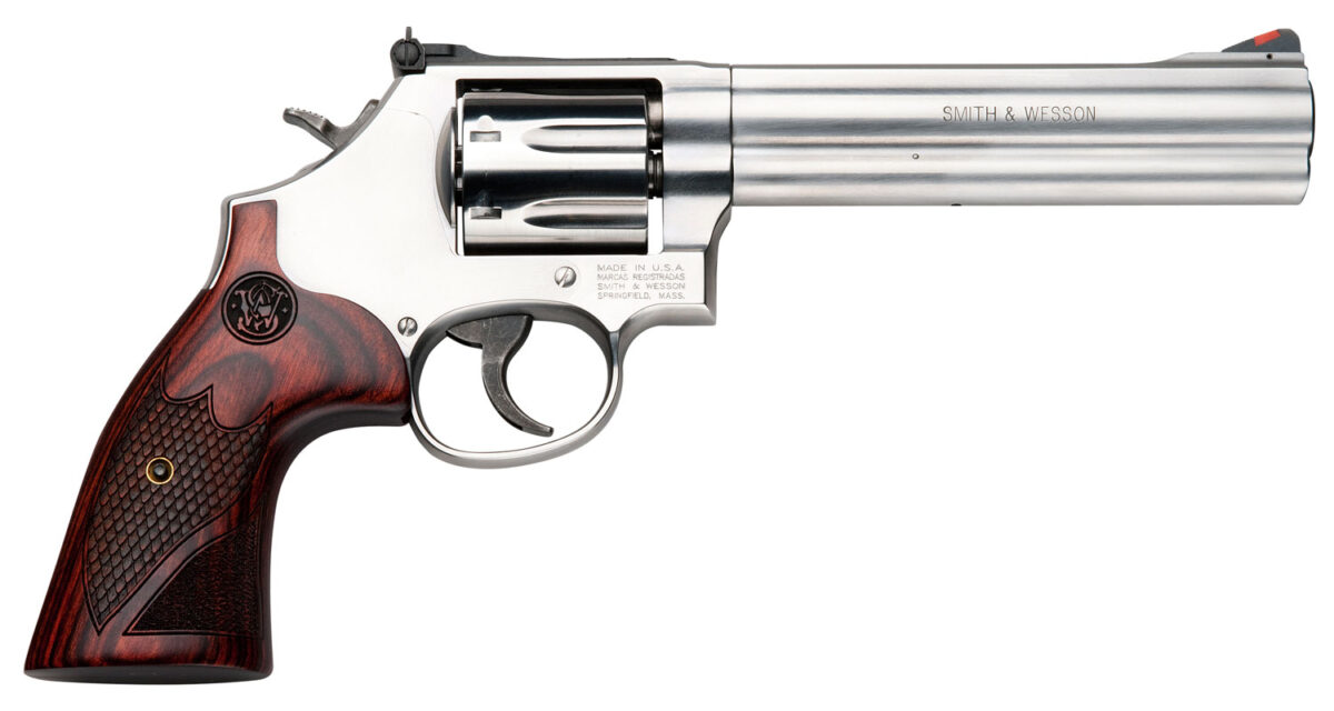 Smith & Wesson 150712 Model 686 Plus Deluxe 357 Mag or 38 S&W Spl +P Stainless Steel 6" Barrel, 7rd Cylinder, Satin Stainless Steel L-Frame, Textured Wood Grip, Internal Lock 1 23989