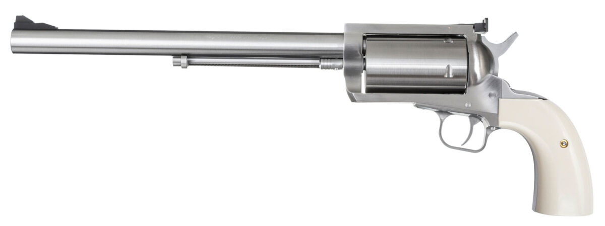 Magnum Research BFR500SW10B BFR Long Cylinder Extra Large 500 S&W Mag 5 Shot 10" Brushed Stainless Steel Barrel, Cylinder & Frame, Bisley White Laminate Grip, Exposed Hammer 1 24773