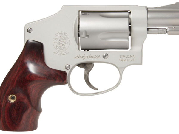 Smith & Wesson 163808 Model 642 Ladysmith 38 S&W Spl +P 5 Shot 1.88" Stainless Steel Barrel/Cylinder, Matte Silver Aluminum Alloy J-Frame, Wood Grip, Snag-free Enclosed Hammer, Internal Lock