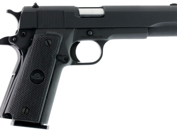 Rock Island 51453MA GI Standard FSHC *MA Compliant 45 ACP Caliber with 5" Barrel, 10+1 Capacity, Overall Black Parkerized Finish Steel, Beavertail Frame, Serrated Slide & Black Rubber Grip