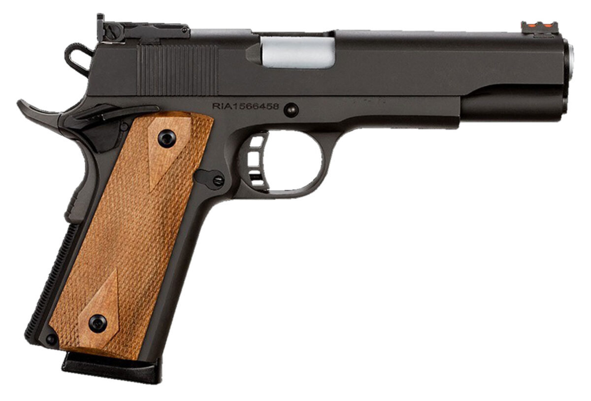 Rock Island 51434 Pro Ultra Match *CA Compliant 45 ACP Caliber with 5" Barrel, 8+1 Capacity, Overall Black Parkerized Finish Steel, Beavertail Frame, Serrated Slide & Checkered Wood Grip 1 35244