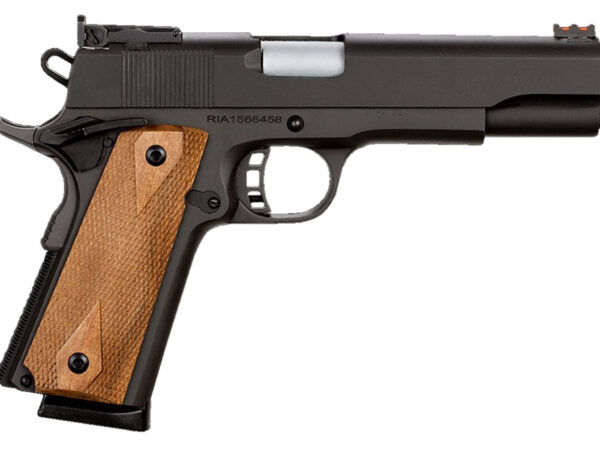 Rock Island 51434 Pro Ultra Match *CA Compliant 45 ACP Caliber with 5" Barrel, 8+1 Capacity, Overall Black Parkerized Finish Steel, Beavertail Frame, Serrated Slide & Checkered Wood Grip