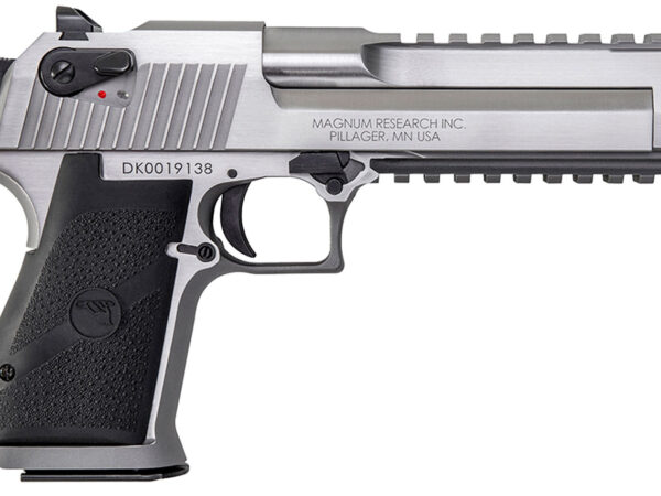 Magnum Research DE50SRMB Desert Eagle Mark XIX 50 AE 6" with Muzzle Brake 7+1 Overall Stainless Steel Black Rubber Grip